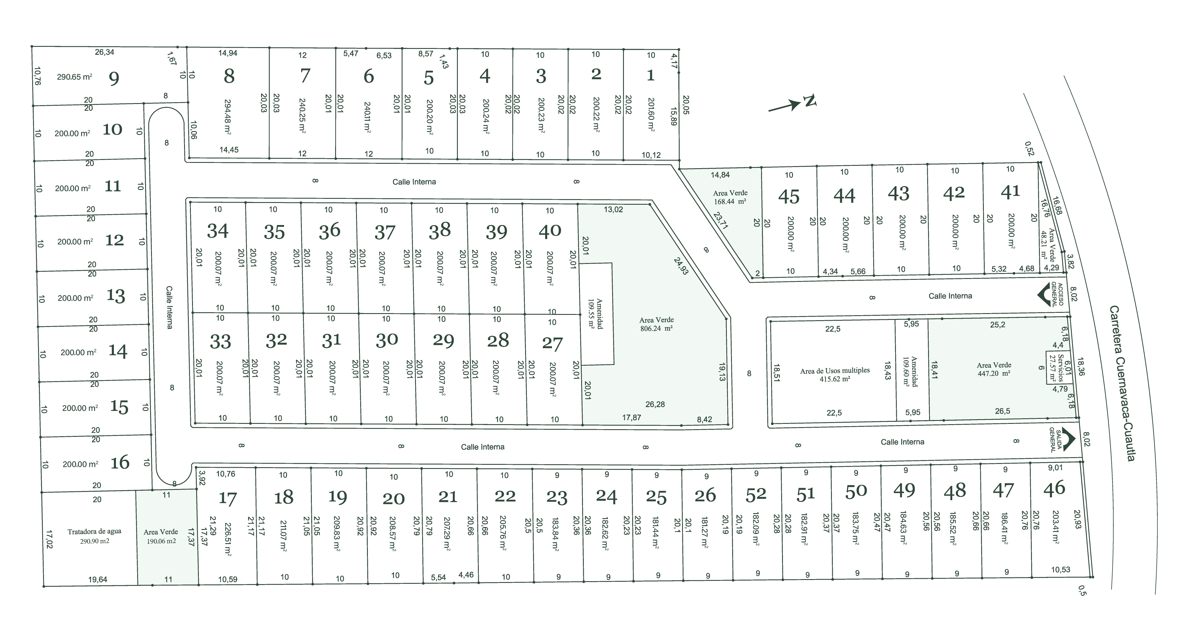 Plano General Residencial Los Arcos de Yautepec